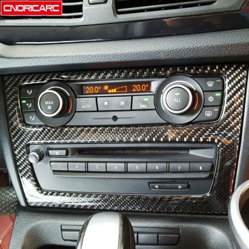 Carbon Fiber Center Console Air Conditioner CD Frame Decoration Cover Trim For BMW X1 E84 2011-2015 Car Styling Interior