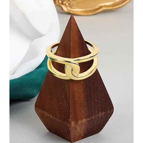 Korean Gold Color Round Hollow Geometric Rings for Women Girls Fashion Cross Twist Open Adjustable Ring Female Simple Jewelry