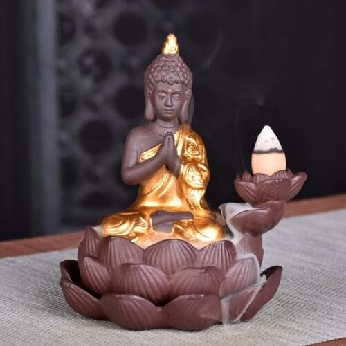 Ganesha Backflow Incense Burner Smoke Waterfall Incense Sticks Holder Decorative Buddha Aromatherapy Environment Ceramic Censer