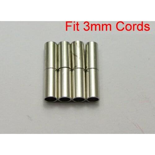 10 Sets Silver Tone Metal Cylinder Magnetic Clasps Glue in End Caps Fit 3mm Cords