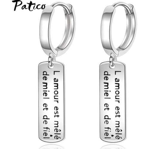 Korean Ins 925 Sterling Silver Exaggerated Long Letter Geometric Drop Earrings Woman Party Jewelry Girl Birthday Gift