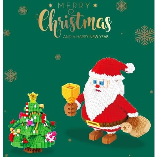 Santa Claus Christmas Tree Model Building Blocks DIY Reindeer Snowman Assembled Building Blocks Childrens Christmas Gift Toys