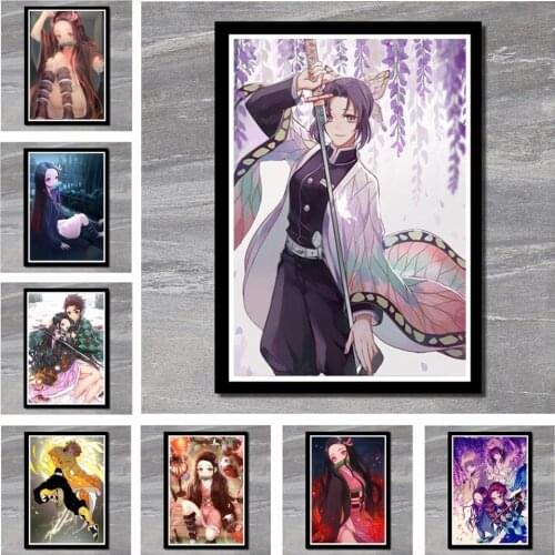 Perfect JL Wall Art Printed Poster Nordic Picture Anime Demon Slayer Classic Movie Poster Wall Stickers