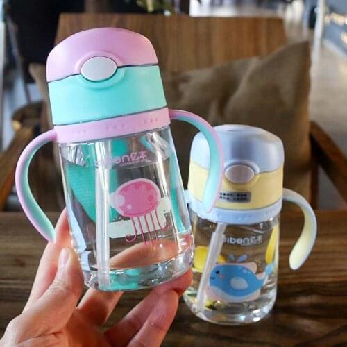 2020 New Baby bottle anti-fall plastic Bottle newborn baby wide caliber milk pot with straw handle newborn child drinking cup