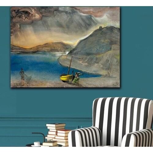 Salvador Dali port Lligat landscape, before the storm, 1956 Printed on Canvas Painting For Living Room Home Decor Wall Pictures