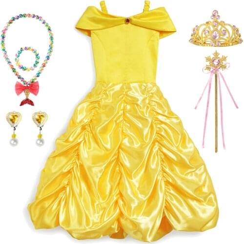 Girls Princess Belle Dress Kids Costume Beauty and the Beast Ball Gown Bella Fancy Dress Girl Cosplay Halloween Party Dress