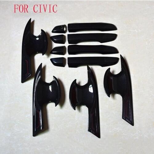 FIT For Honda Civic 10th 2016 2017 car styling Carbon fiber outside the door bowl with the door handle Cover Car accessories