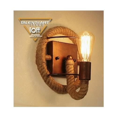 Industrial style Loft American country Iron Retro hemp rope Wall lamps Vintage Industrial Lighting Pendant Lights 110-240v