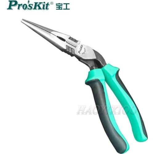 ProsKit PM-943 Degrees Bending Head Tip Mouth Pliers Province Force Needle Nose Pliers 8''Double Color Long Nose Plier