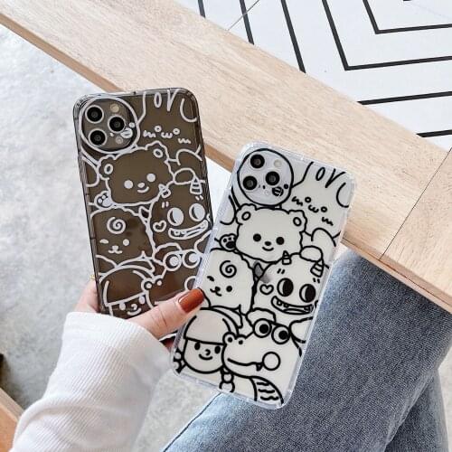 Simple Cartoon Animals for IPhone 12promax Apple 11 Phone Case X Cute 78p Soft Couple Iphone 11 Pro Max Cases for Girls