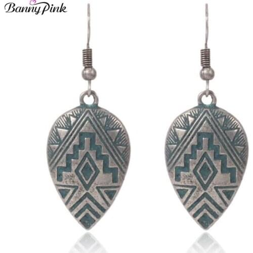 Banny Pink Bohemia Waterdrop Dangle Earrings For Women Vintage Metal Pendant Drop Earrings Fashion Jewelry Pendientes Bijoux