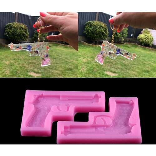 1pcs Pistol Shape Epoxy Resin Silicone Mold 3D Gun Toy Chocolate Pastry Biscuits Molds Epoxy Resin Moulds For DIY Jewelry Making
