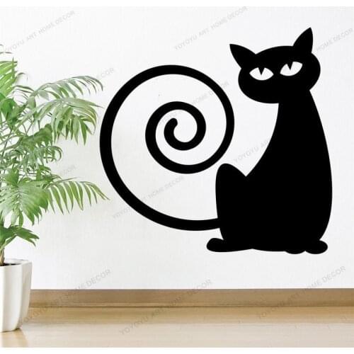 Cat Animal Sign Vinyl Wall Sticker Salon Sign Creative Design Pet Shop Removable Wallpaper Wall Decals Scissors Decor cx44
