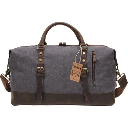 Vintage High Quality Canvas Leather Big Duffle Bag Men Travel Bags Carry on Travel Luggage bags Large Road Weekend Tote Handbag