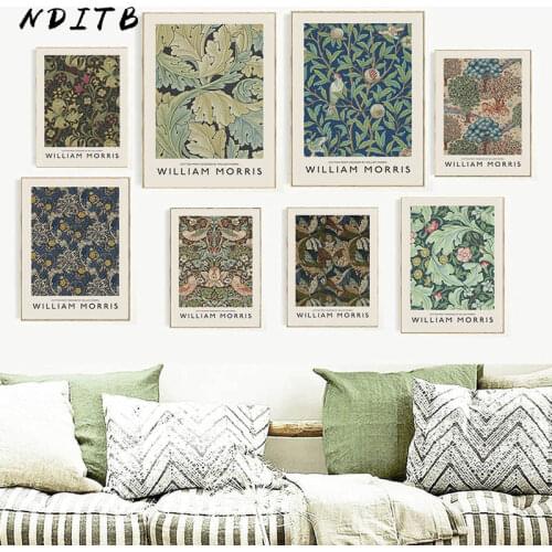 William Morris Artwork Vintage Canvas Painting Modern Abstract Plant Art Poster Print Modern Wall Picture for Living Room Decor