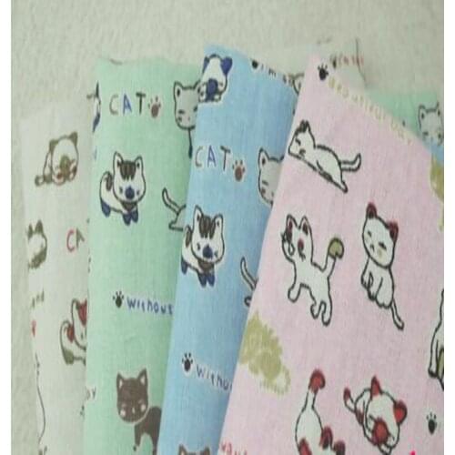 YY DIY Beautiful 22x24cm Adorable Multi-pose Cats Printed Cotton Linen Fabric Bundle