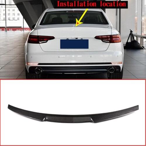 Real Carbon Fiber Car Rear Spoiler Wing Trim For Audi A4 B9 2016-2019 Car Accessories