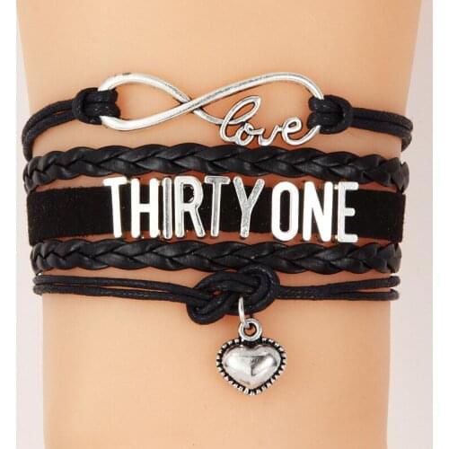 Multilayer Leather Rope Handmade Bracelet For Women Men THIRTY ONE LetterLove Heart Black Pink Red Braided Bangle Jewelry Gift