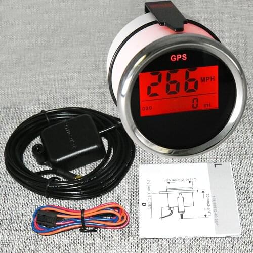 0~999 Knots KM/H MPH GPS Speedometer Odometer 52MM Gauge Digital GPS Boat Speedometer for Boat Car Speed Gauge GPS Antenna