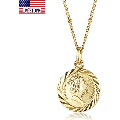 1.5mm Round Elizabeth Queen Charm Pendant Satellite Chain Necklace for Women Girls Fashion Jewelry Christmas Gifts DGP428