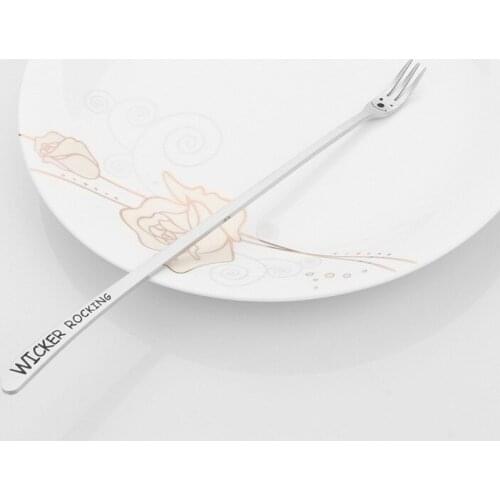 1PC Stainless Steel material Heavy Long Handle Cake Dessert Fruit Fork Cartoon smile Face Tableware Flatware KX 215