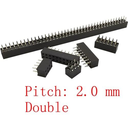 100Pcs/lot Straight Pin Pitch 2.0 mm Double Row Female 2* 2P~40Pin PCB Board Pin Header Socket Strip Connector