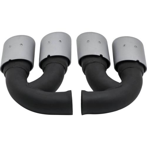 2Pcs Dual Pipe Quad Tips for Type 92A Stainless Steel Sports Tail Pipes Black For Porsche Cayenne V8 GTS TURBO S 2010-2014