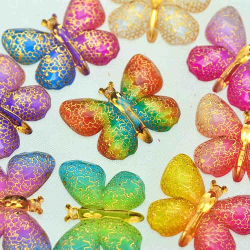 25X32mm 10PCS Flat back Mixed Color Acrylic Butterfly Applique|DIY Scrapbook Crafting Supplies|Butterfly Miniatures Cabochons