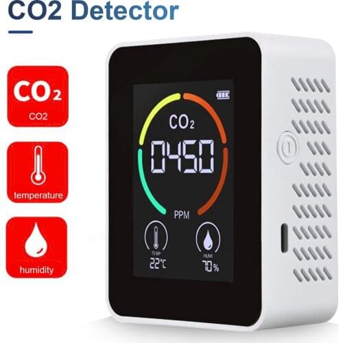 3-in-1 Air Quality Monitor CO2 Air Detector Carbon Dioxide Meter Agricultural Production Greenhouse CO2 Monitor LCD Display