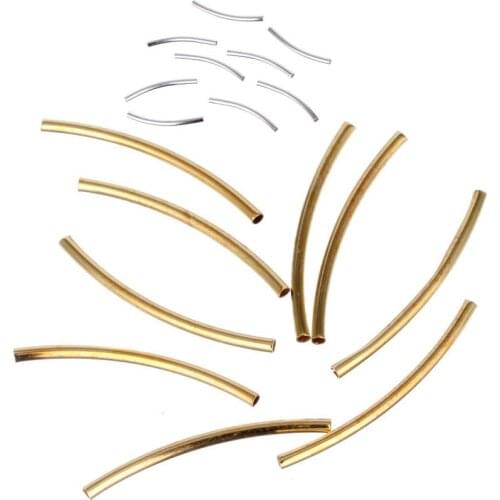20-35mm 50Pcs Golden Silver Curved Tube Spacer Beads Connectors Jewelry Findings For Bracelets Necklace Diy Jewelry Making