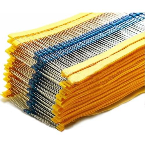 800pcs 1/4W 1R~22M 1% Metal film resistor 100R 220R 1K 1.5K 2.2K 4.7K 10K 22K 47K 100K 100 220 1K5 2K2 4K7 ohm resistance