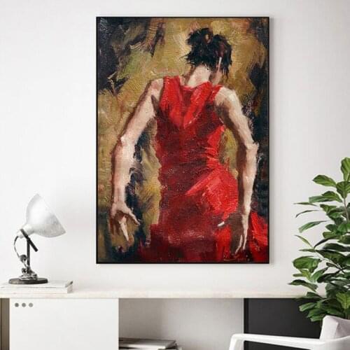 Abstract Figure Canvas Painting Dancer Girl Oil Painting on Canvas Posters Wall Art Prints for Living Room No Frame