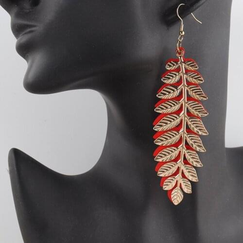 Free Shipping!4 inch oveSize Leaf Metal Wooden Earring can mixed colors