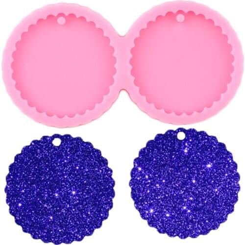 Shiny Glossy Round Earrings Silicone Mold Pendant Polymer Clay Molds Handmade Eardrop Epoxy Mould Craft Custom Keychain Moulds