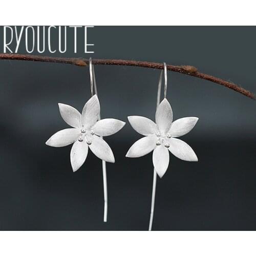 Bohemian Vintage Silver Color Big Leaves Flower Earrings For Women Long Drop Earrings Bridal Wedding Jewelry 2019