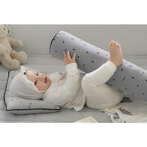 Cylinder Baby Bed Bumper Pillow for Anti-Collision Comfort Newborn Sleeping Nap Long Pillow Removable and Washable