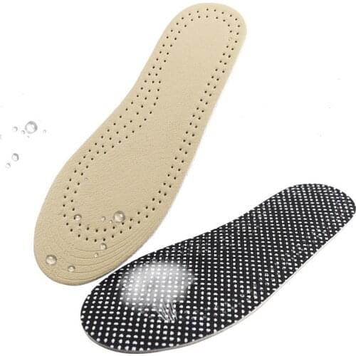 USHINE EU20-34 Children Breathable Sweat Absorption Cushioning Cow Leather Latex Non-slip Shoe Insole