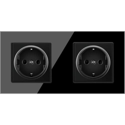 FRON 172*86 German Standard Crystal Tempered Glass Wall Gniazdo Socket Enchufe Usb 5V 2100mA Presa Plug Sockets AC100-250V 16A