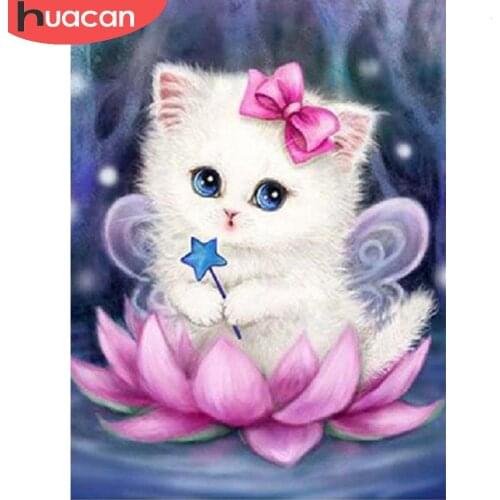 HUACAN Full Square Diamond Painting Cat 5D Sale Diamond Embroidery Animal Home Decoration Picture Of Rhinestone New Arrival
