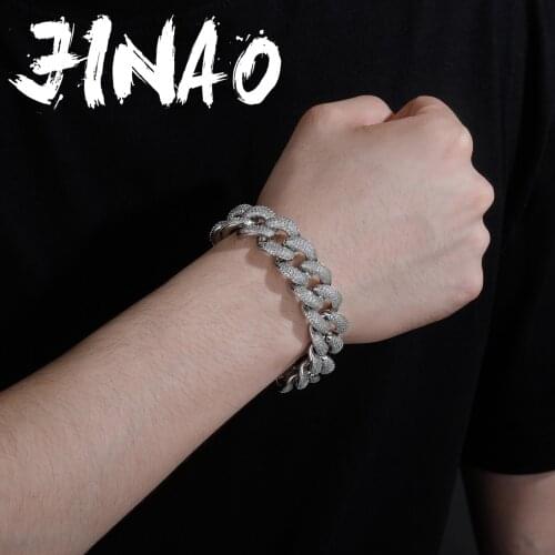 JINAO 18mm AAA CZ 14K Gold Plated Iced Out CZ Bracelet High Quanlity Simple Necklace Jewelryfor Men And Women