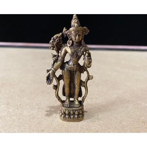CHINA antique Pure copper fengshui safety buddha small Statue Metal crafts family decorations pendant