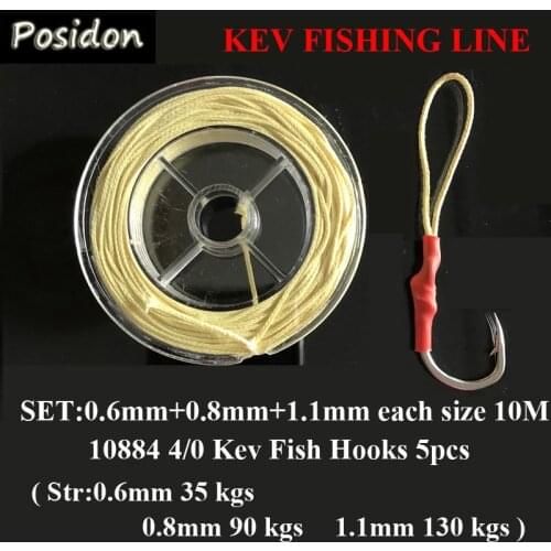 Posidon Set 0.6/0.8/1.1mm Assist Fish Hooks Kevlar Fishing Line Assistant Hooks Kevlar Line Kevlar Fishing Line High Stronger