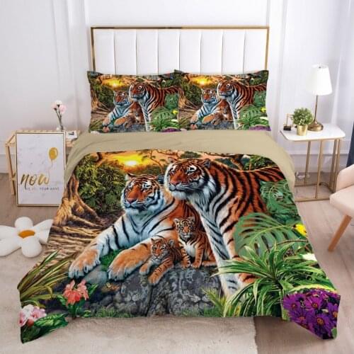 Duvet Cover Sets 3D Bedding Set Quilt Covers Comforter Cases Pillowcases Bed Linen King Queen Full Animal Tiger Home textile