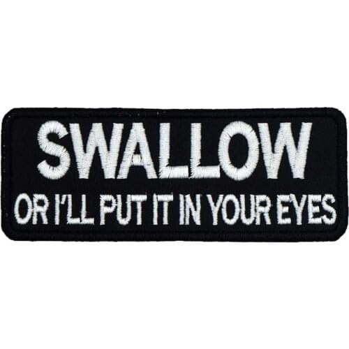 SWALLOW OR IN YOUR EYES Patch Embroidered IRON ON BACKING biker Patches