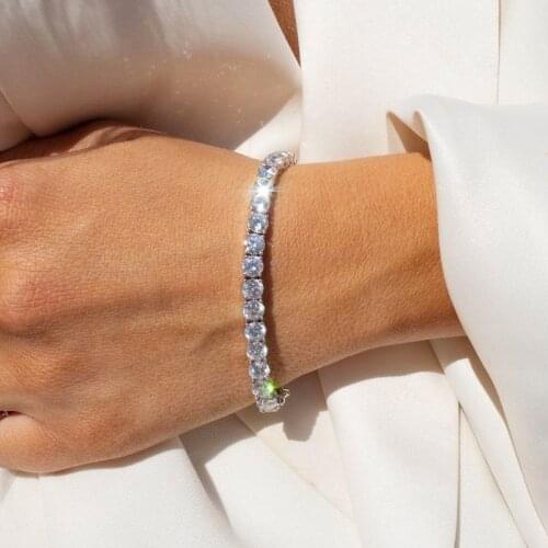 Iced Out 5mm AAA Cubic Zirconia Tennis Bracelet Silver color tennis cz chain Bracelet Hip Hop Jewelry for women