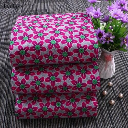 Lychee Life 1Yard Flower Printed Real Wax Fabric For Women Dress Ankara African Batik Patchwork Fabric Diy Sewing Accessories