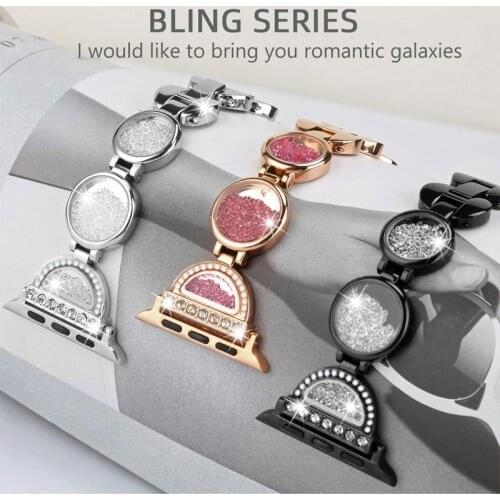 Series 6 SE 5 strap for apple watch band 44mm 40mm Quicksand stainless steel bracelet watchband for iwatch band 42mm 38mm 3/2/1