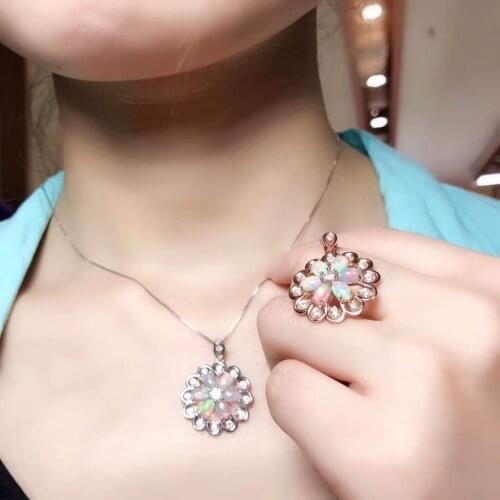 Real Natural Opal necklace with pendant 925 sterling silver Natural original opal