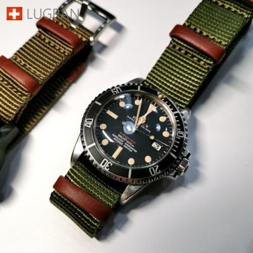 Origin lugran Premium Watch strap watch band nylon leather for vintage rolex omega pilot hamilton military watch diving watch