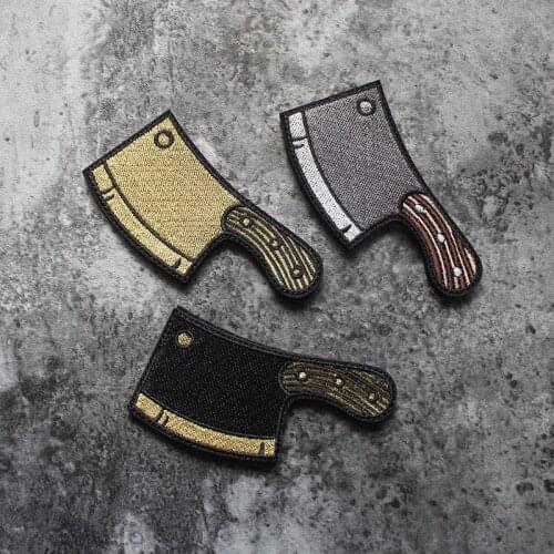 Full Embroidery Q Version Velcro Tactical Mini Kitchen Knife Badge DIY Patch Personality Creative Armband For Clothes Backpack